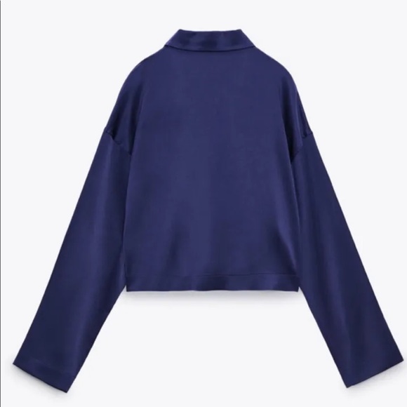 Zara Women Blue Satin Effect Tracksuit Jacket L - Picture 2 of 10